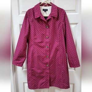 Lands End polka dot rain coat jacket, size medium